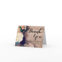 Tarjeta de agradecimiento de boda de madera rústic