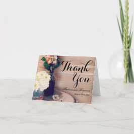 Tarjeta de agradecimiento de boda de madera rústic