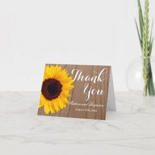 Tarjeta de agradecimiento de boda de madera rústic