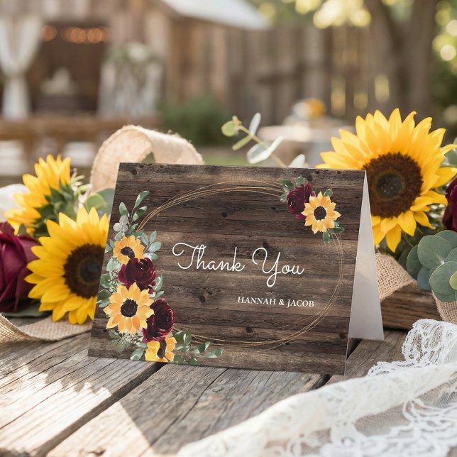 Tarjeta de agradecimiento de boda de madera rústic (Subido por el creador)