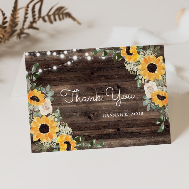 Tarjeta de agradecimiento de boda de madera rústic (Subido por el creador)