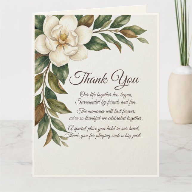 Tarjeta de agradecimiento de boda de magnolia marf (Anverso)