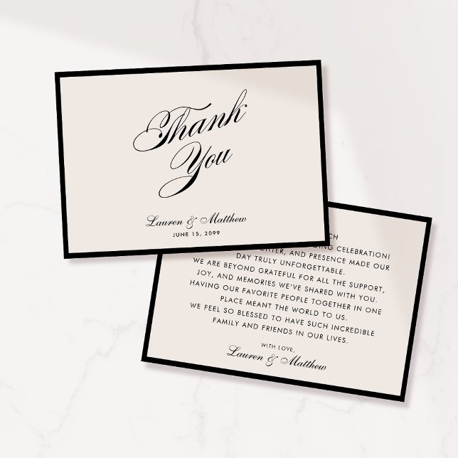 Tarjeta de agradecimiento de boda de marfil con bo (Subido por el creador)
