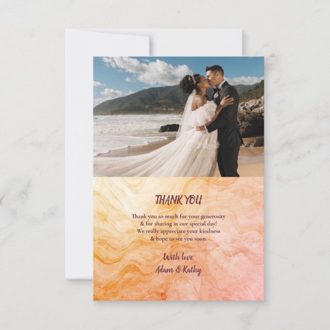 Tarjeta de agradecimiento de boda de mármol de oto (Anverso)