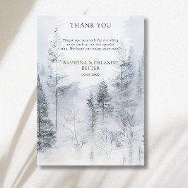 Tarjeta de agradecimiento de boda de montaña bosco