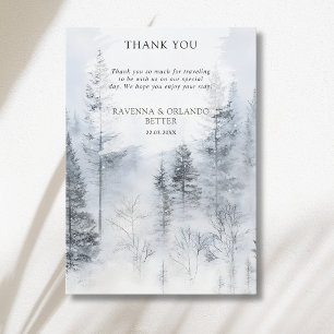 Tarjeta de agradecimiento de boda de montaña bosco