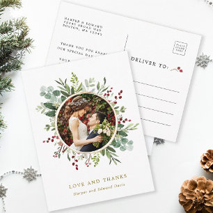 Tarjeta de agradecimiento de boda de Navidad botán
