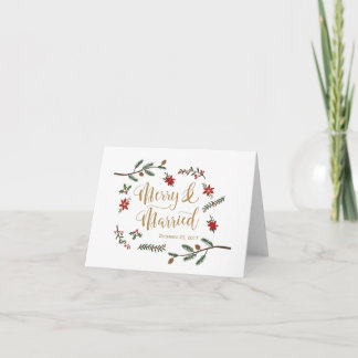 Tarjeta de agradecimiento de boda de Navidad para
