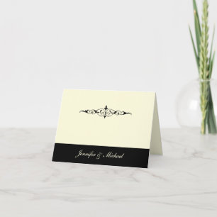 Tarjeta de agradecimiento de boda de negro y marfi