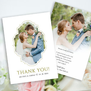 Tarjeta de agradecimiento de boda de oro clásico r