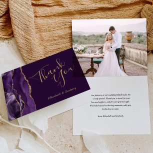 Tarjeta de agradecimiento de boda de oro de ágata 