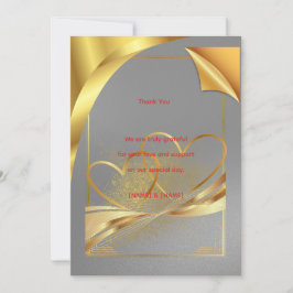 Tarjeta de agradecimiento de boda de oro elegante