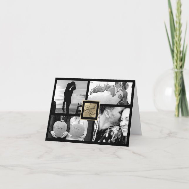 Tarjeta de agradecimiento de boda de oro falso par (Anverso)