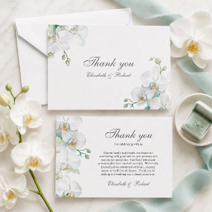 Tarjeta de agradecimiento de boda de orquídea blan