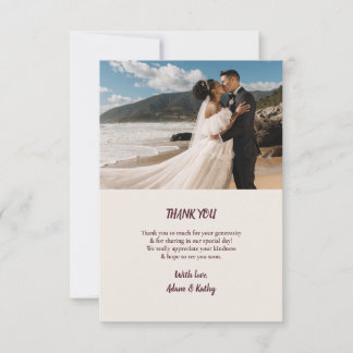 Tarjeta de agradecimiento de boda de otoño con hoj