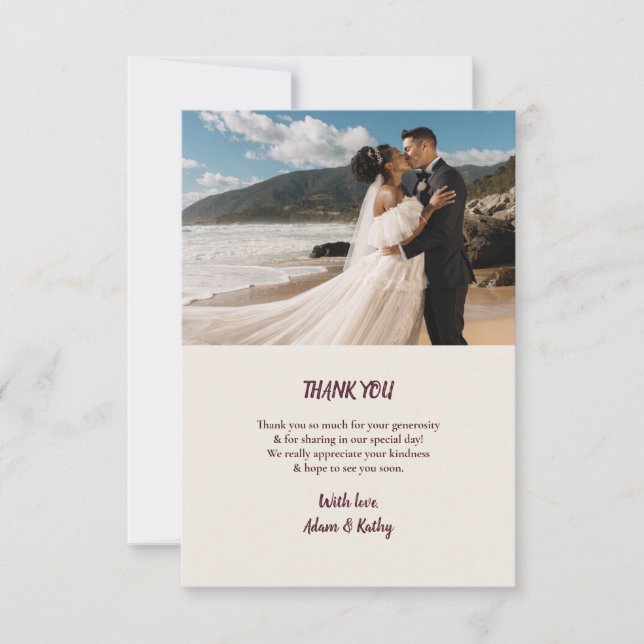 Tarjeta de agradecimiento de boda de otoño con hoj (Anverso)