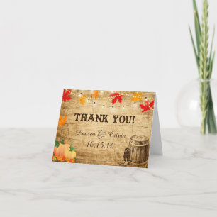 Tarjeta de agradecimiento de boda de otoño para un