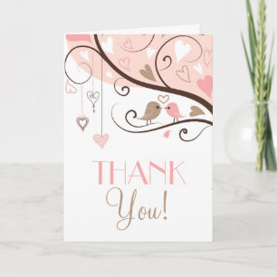 Tarjeta de agradecimiento de boda de pájaros de am