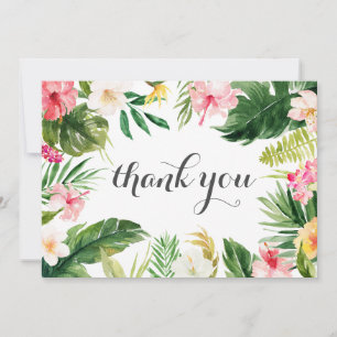 Tarjeta de agradecimiento de boda de palma tropica
