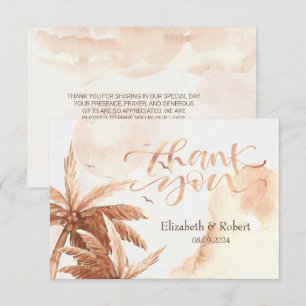 Tarjeta de agradecimiento de boda de Palmas Tropic