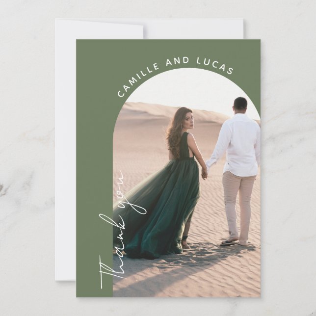 Tarjeta de agradecimiento de boda de palmeras mini (Anverso)