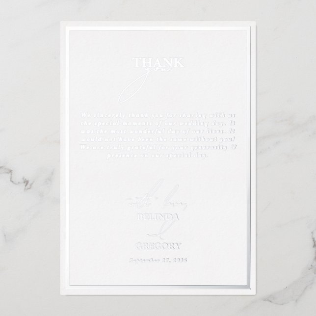 Tarjeta de agradecimiento de boda de papel de plat (Anverso)