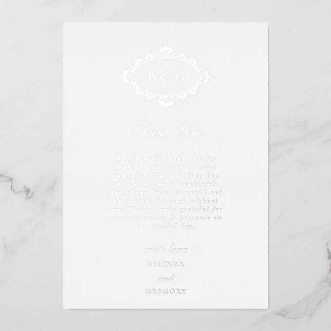 Tarjeta de agradecimiento de boda de papel de plat (Anverso)