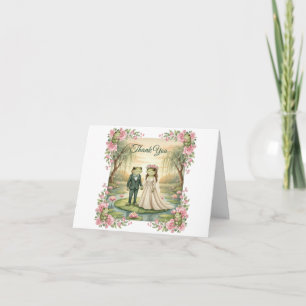 Tarjeta de agradecimiento de boda de pareja de ran