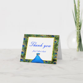 Tarjeta de agradecimiento de boda de pavo real