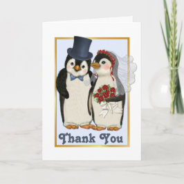 Tarjeta de agradecimiento de boda de pingüino