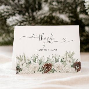 Tarjeta de agradecimiento de boda de pino invernal