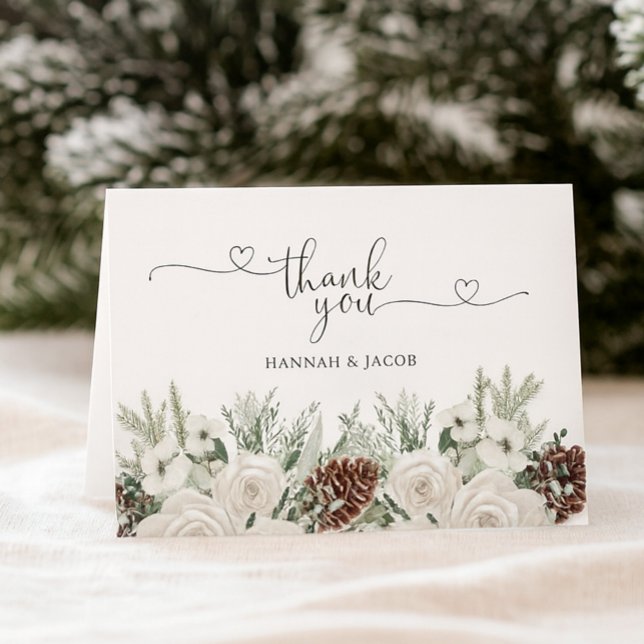 Tarjeta de agradecimiento de boda de pino invernal (Subido por el creador)