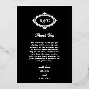 Tarjeta de agradecimiento de boda de plata real co