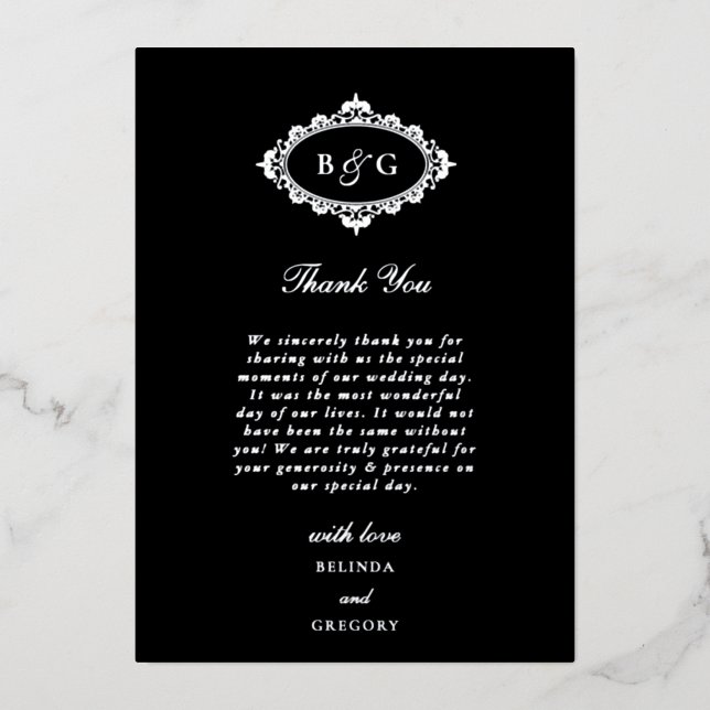 Tarjeta de agradecimiento de boda de plata real co (Anverso)