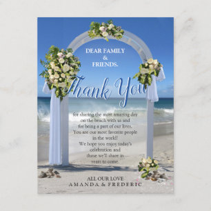 Tarjeta de agradecimiento de boda de playa