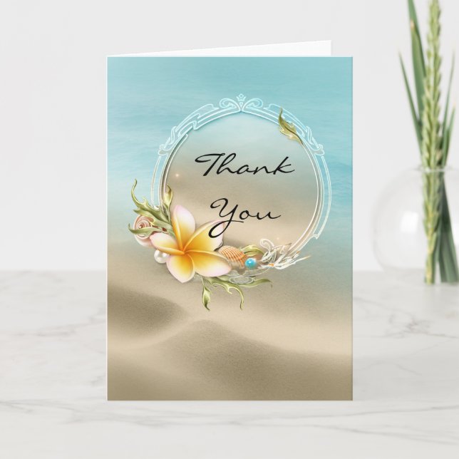 Tarjeta de agradecimiento de boda de playa (Anverso)