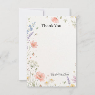 Tarjeta de agradecimiento de boda de prado de flor