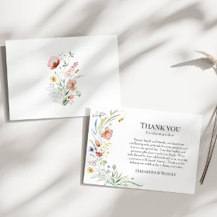 Tarjeta de agradecimiento de boda de prado de flor