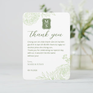 Tarjeta de agradecimiento de boda de ranúnculo ver