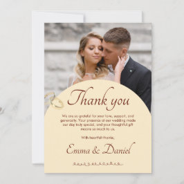 Tarjeta de agradecimiento de boda de romance clási