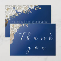 Tarjeta de agradecimiento de boda de rosa blanca d