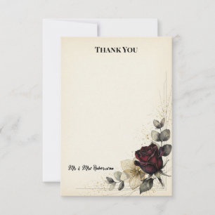 Tarjeta de agradecimiento de boda de rosa de Borgo