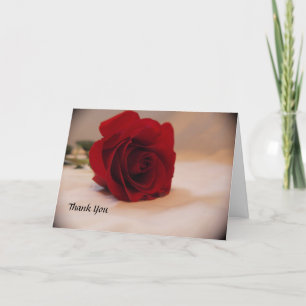 Tarjeta de agradecimiento de boda de rosa roja ele