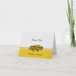 Tarjeta de agradecimiento de boda de rosas amarill