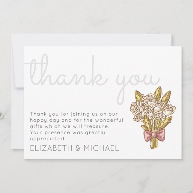 Tarjeta de agradecimiento de boda de Rosas Caprich (Anverso)