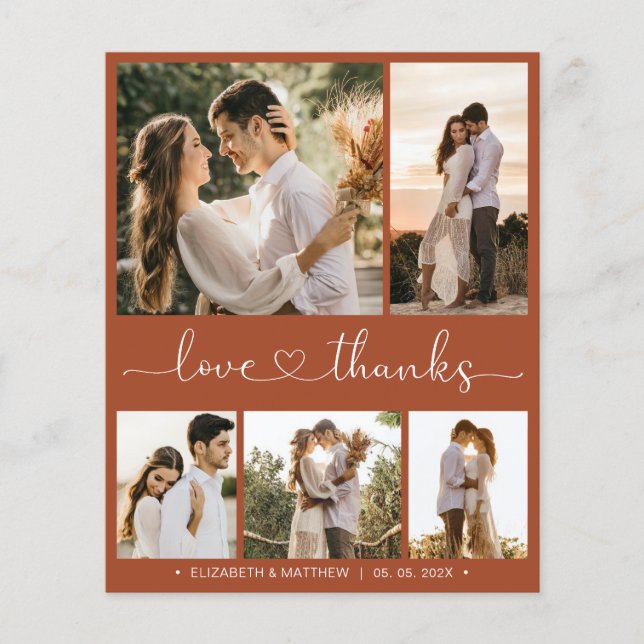 Tarjeta de agradecimiento de Boda de script de ter (Anverso)