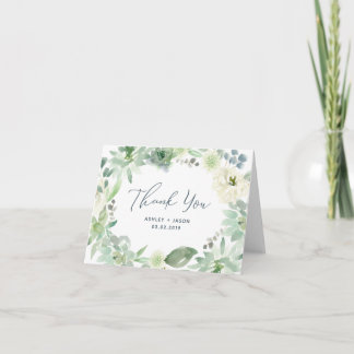 Tarjeta de agradecimiento de boda de suculentas fl