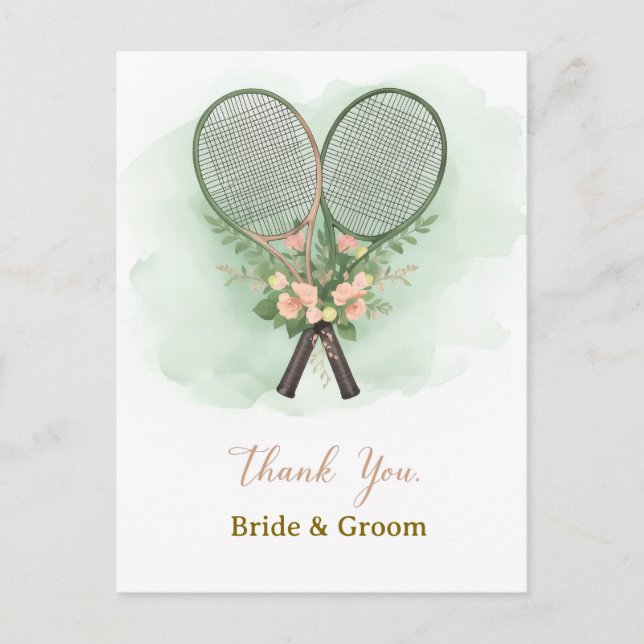 Tarjeta de agradecimiento de boda de tenis (Anverso)