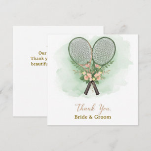 Tarjeta de agradecimiento de boda de tenis