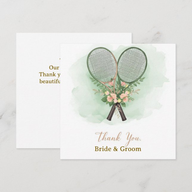 Tarjeta de agradecimiento de boda de tenis (Anverso / Reverso)